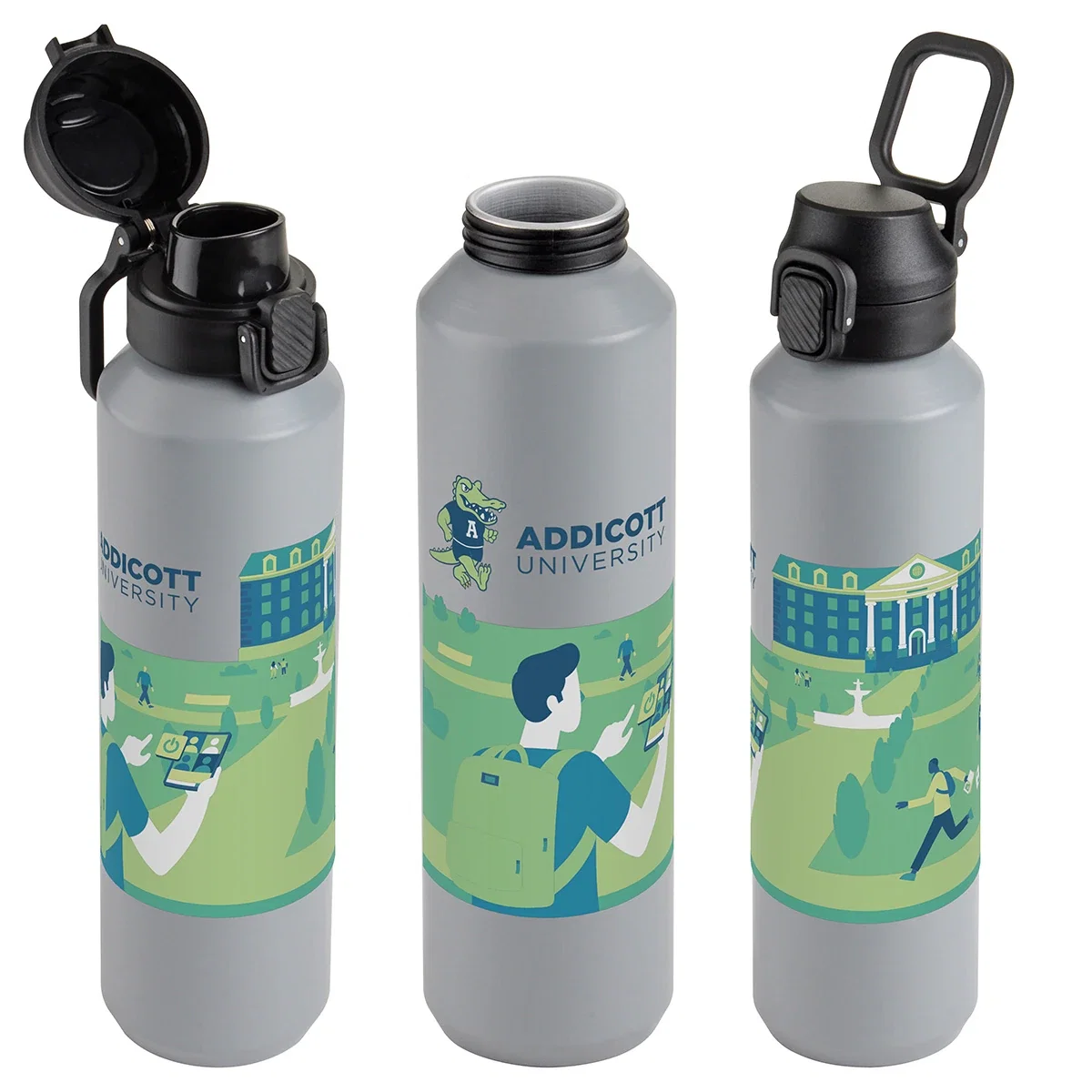Back view of the branded Nexus 27 oz Aluminum Bottle