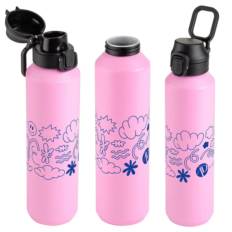 Top view of the Nexus Aluminum Bottle showing the open flip-top lid