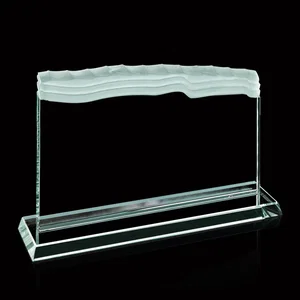 Jade Glass Monolith Award With Green-Tinted Carved Ribbons