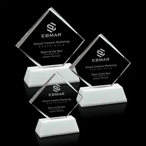 Optical Crystal Diamond Award on White Crystal Base