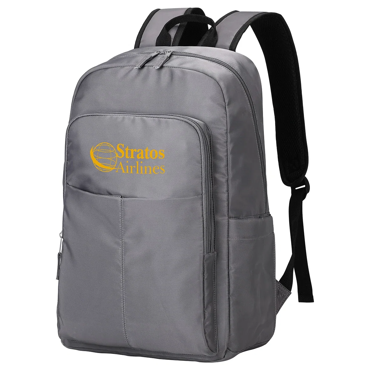 Close-up of the branded Niro Twill Polyester Backpack's logo imprint area