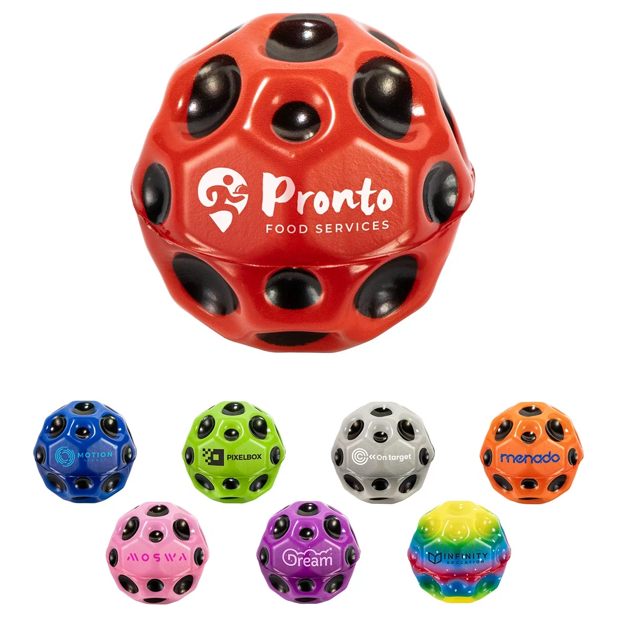 Custom Nitro Super Bouncing Ball, front view of the branded bouncy ball