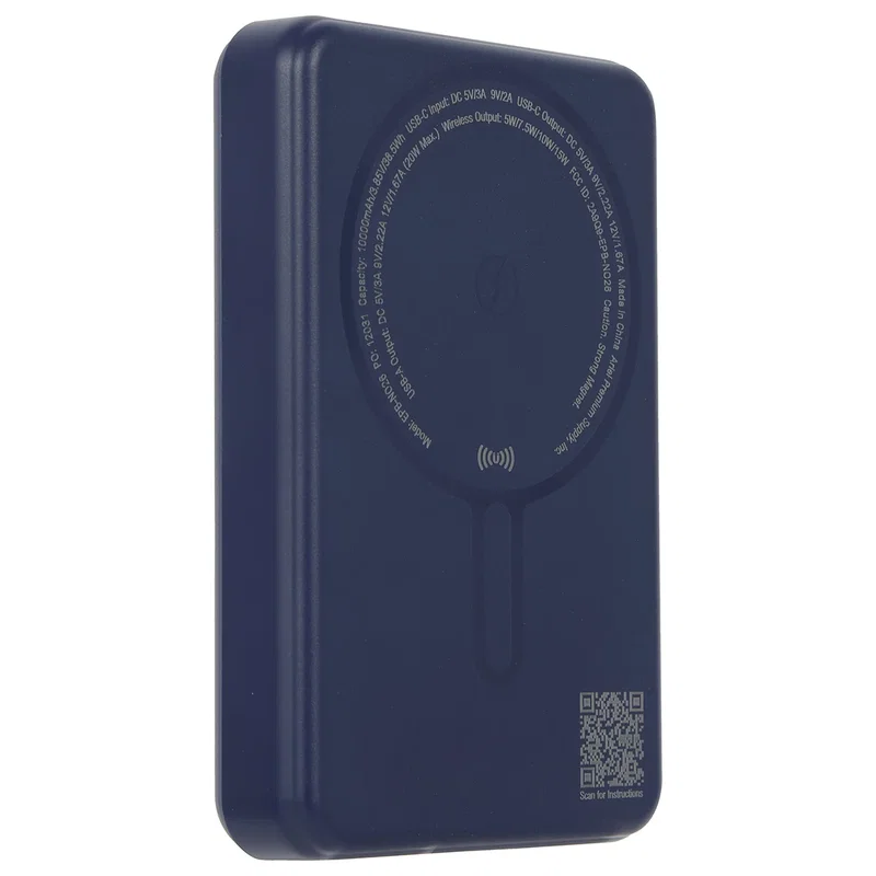 Angled view of the Noble 10000mAh Power Bank's USB-C charging port