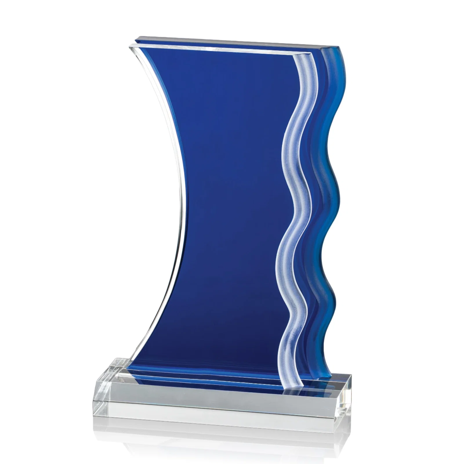 Custom Frosted Acrylic Award with Waterfall Edge and Azure Accent for dealer and partner awards