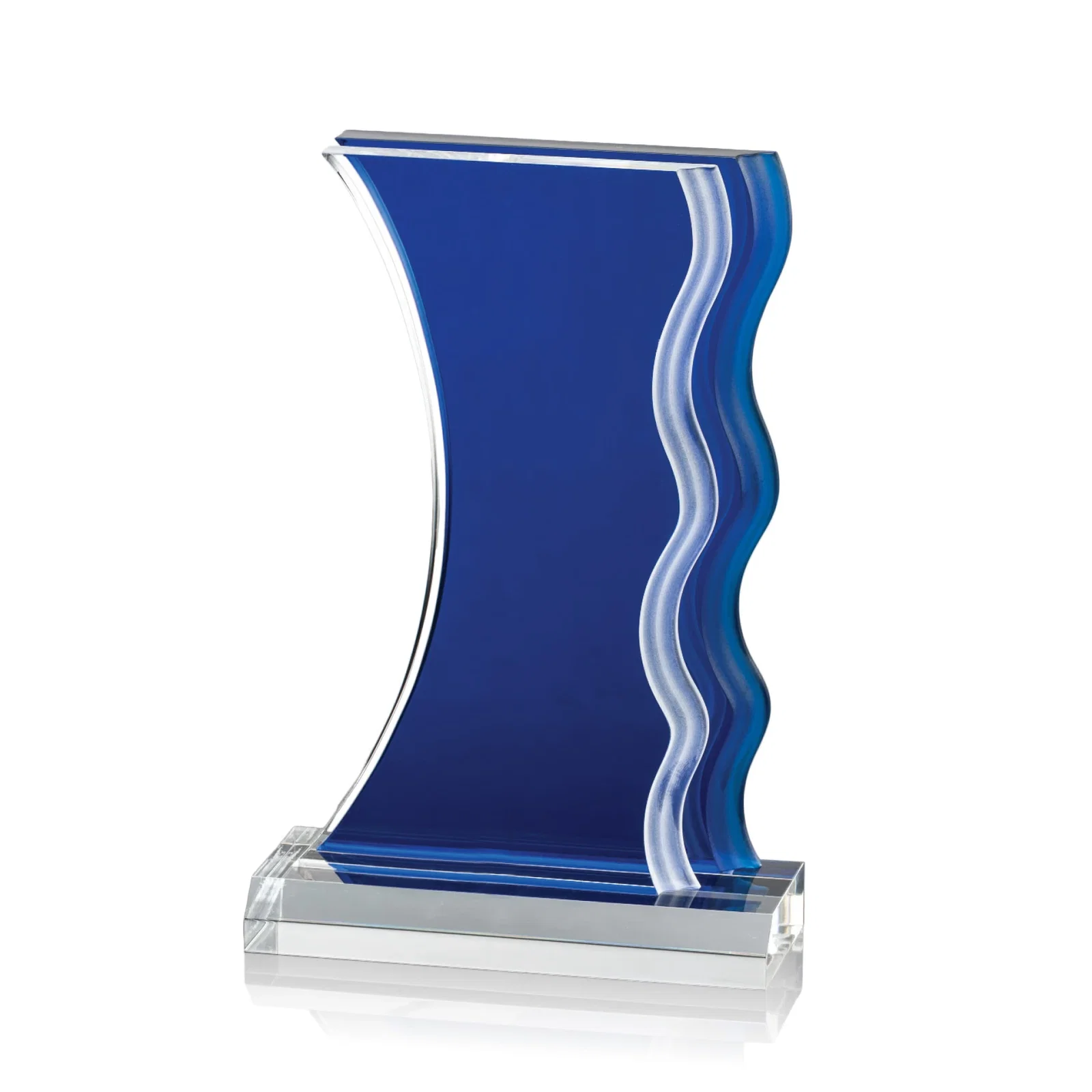 Custom Frosted Acrylic Award with Waterfall Edge and Azure Accent for safety achievement programs