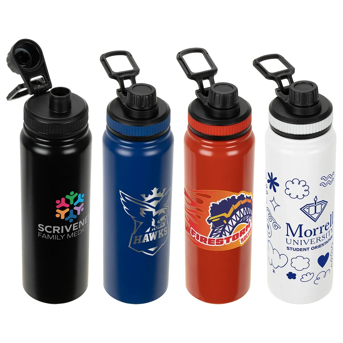 Nomad 27 oz insulated infuser bottle with custom logo, hero front view