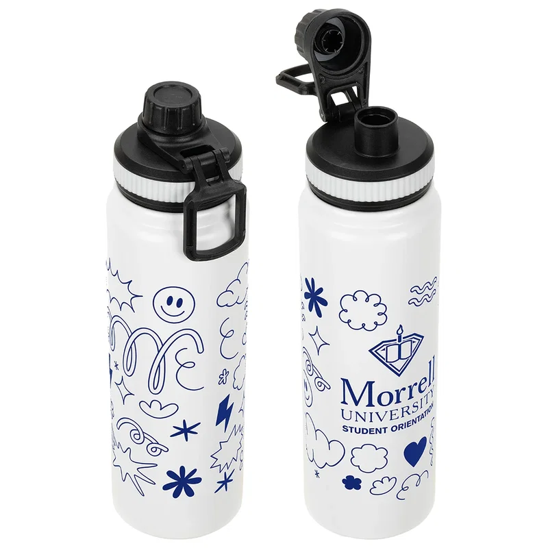 Nomad 27 oz logo bottle, lid and cap close-up