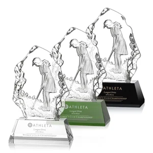 Optical Crystal Iceberg Award with Molded Female Golfer
