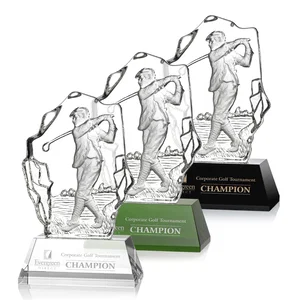 Optical Crystal Iceberg Award with Molded Male Golfer