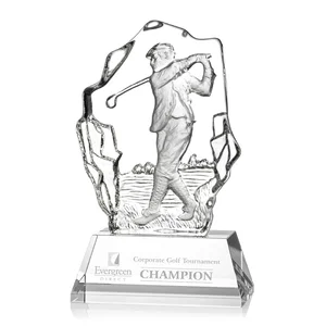 Optical Crystal Iceberg Award with Molded Male Golfer