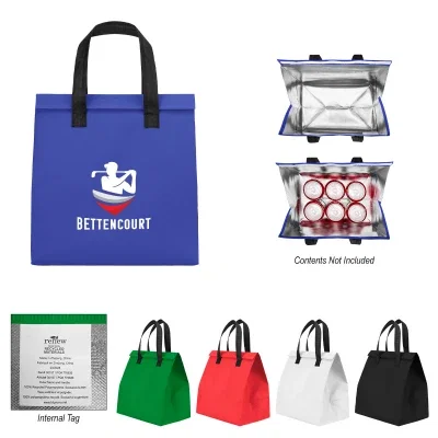 Non woven cooler bag that holds ten drink cans