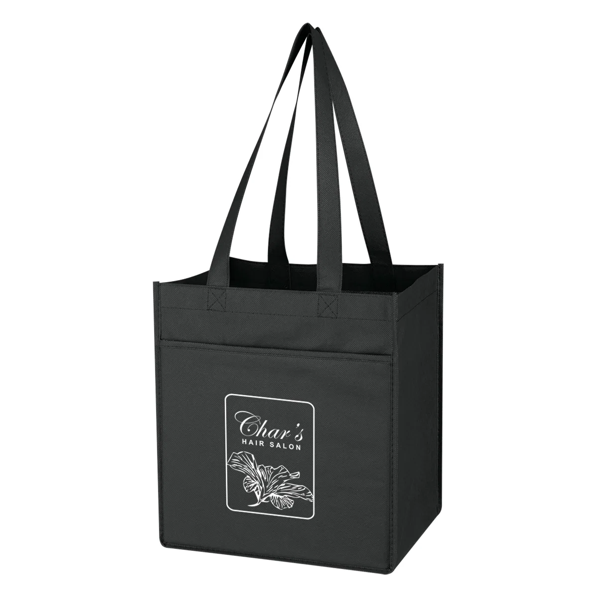 Black non-woven wine tote with six interior compartments