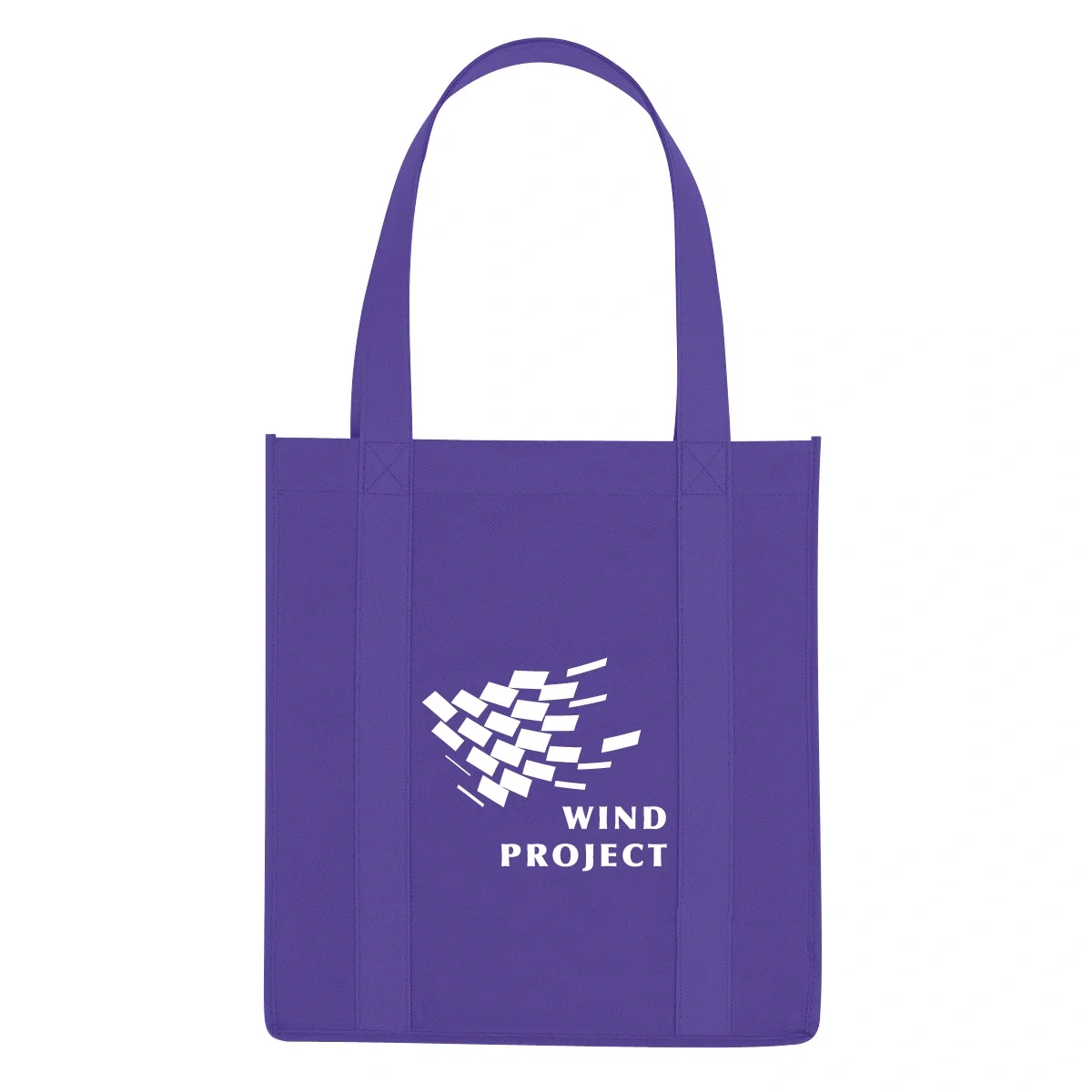 Non-woven shopper tote with long handles and a boxy base