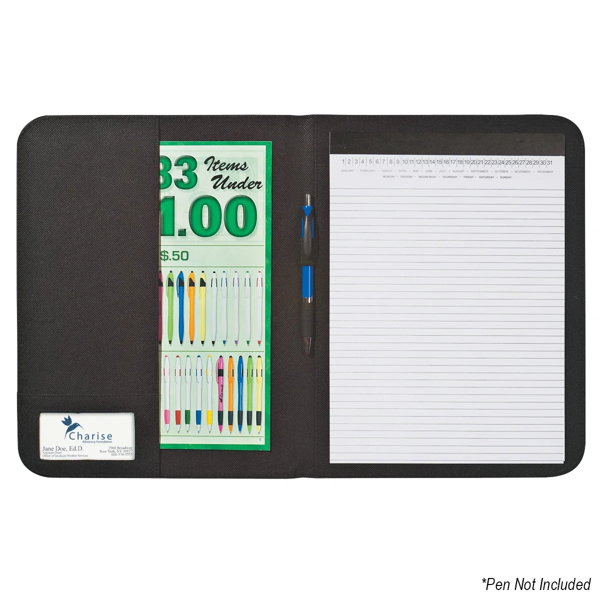 Back of the padfolio shown with a smooth surface