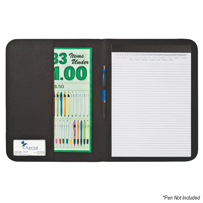 Back of the padfolio shown with a smooth surface