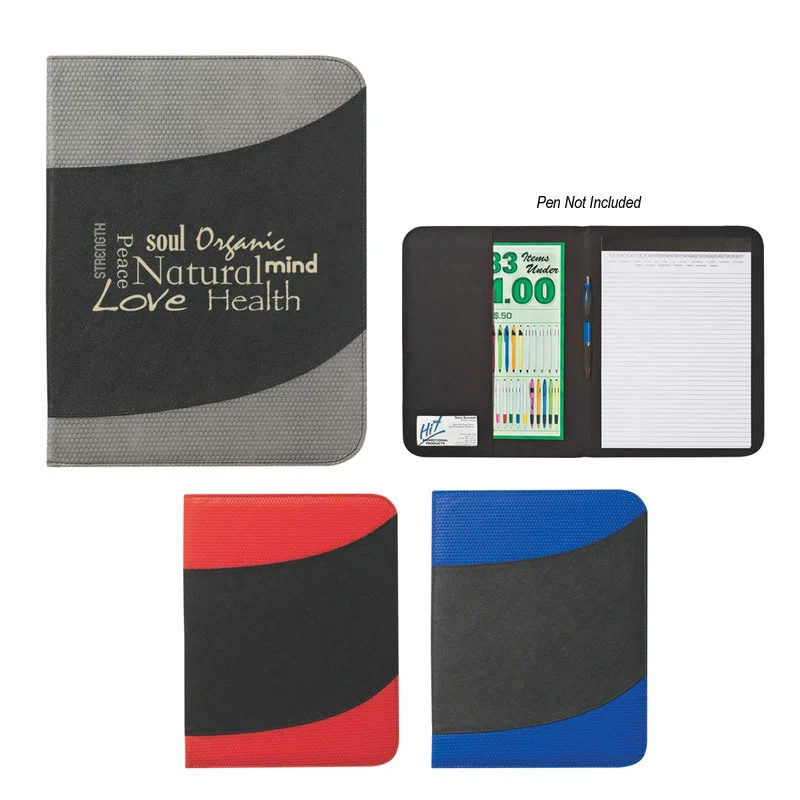Ready for a client meeting, the padfolio lies closed