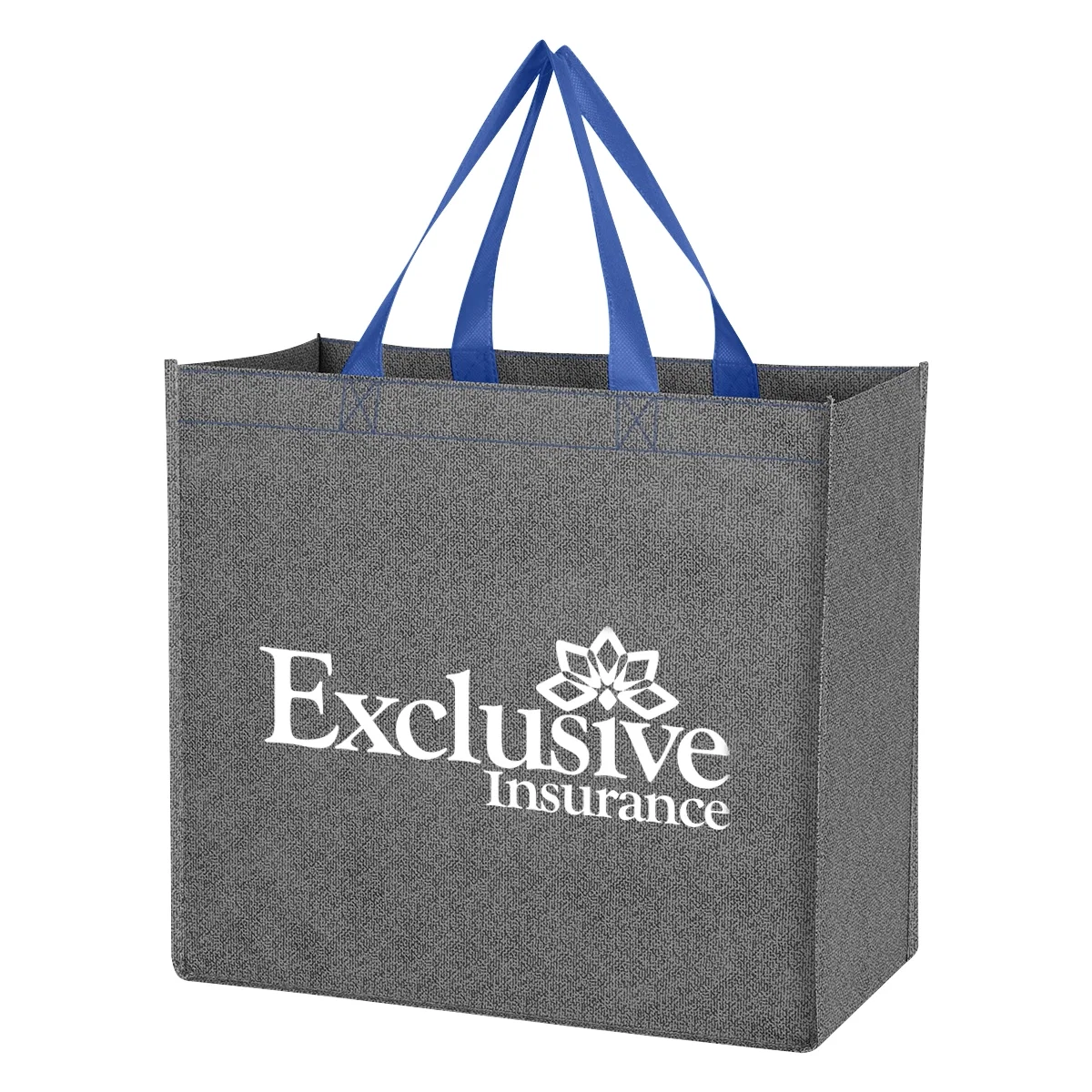 Non-woven tote with contrast trim and long handles
