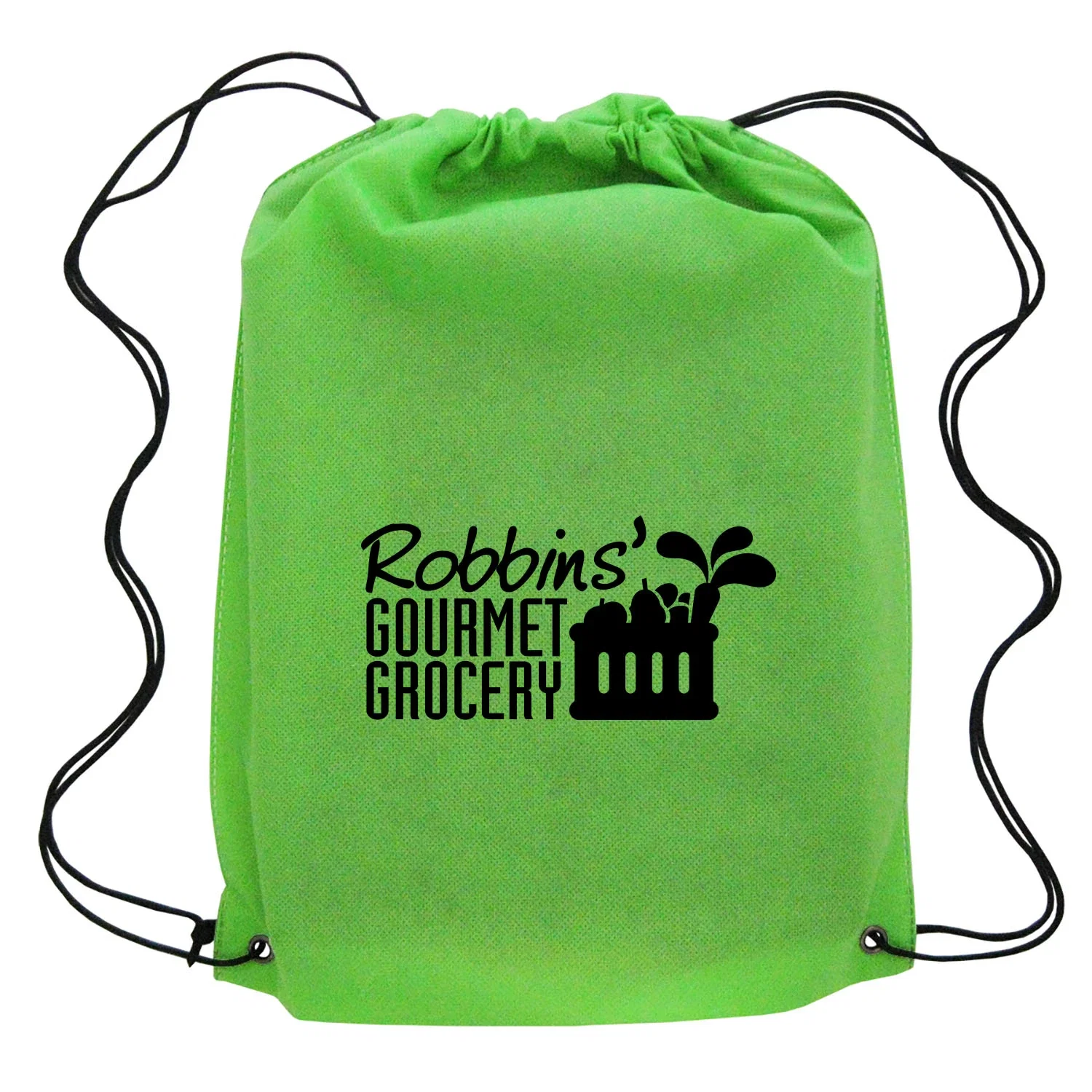 Non Woven Drawstring Backpack — Lime Green — view 2