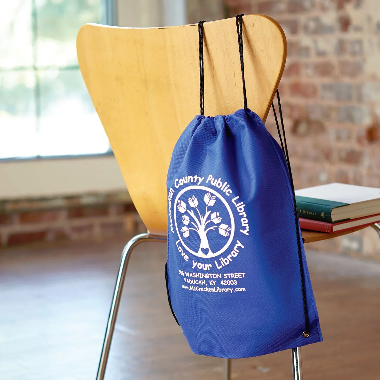 Non Woven Drawstring Backpack — Blue — view 3