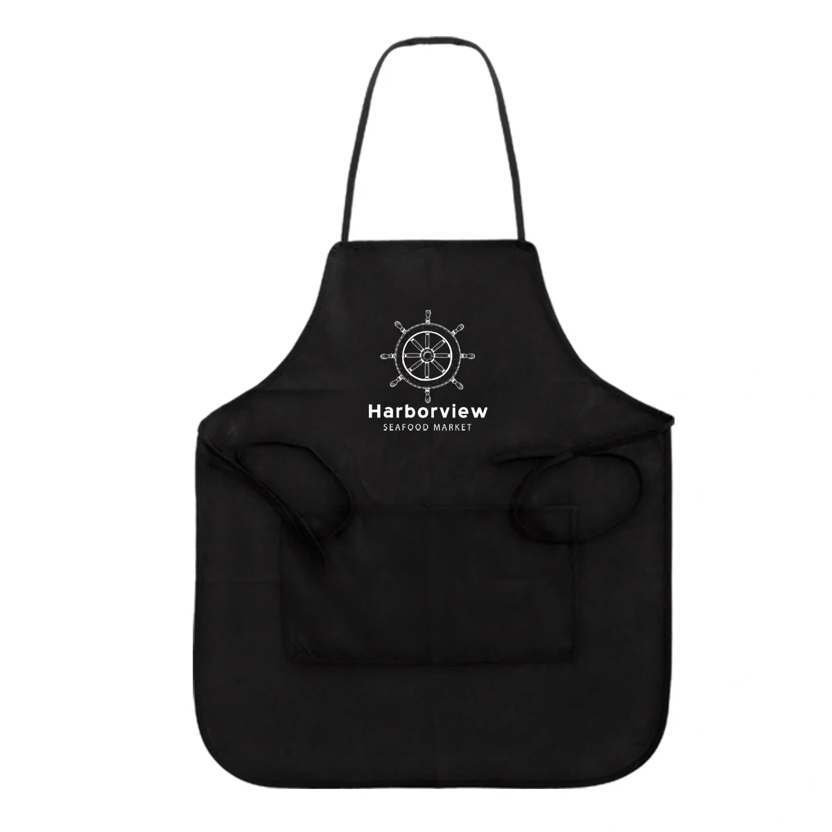 Non-woven full apron with neck strap and waist ties for serving
