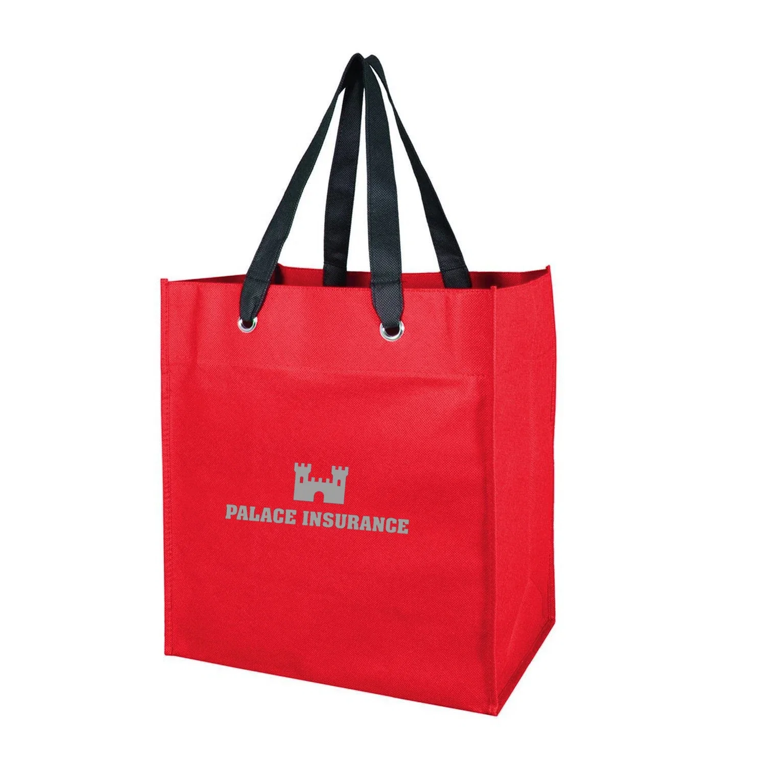Non Woven Grocery Tote W/Grommets — Red — view 2