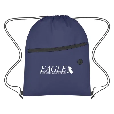 Non-woven sports pack with a zippered front stash pocket