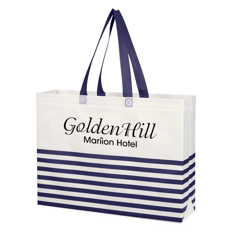 Non-Woven Horizontal Stripe Tote Bag — view 2