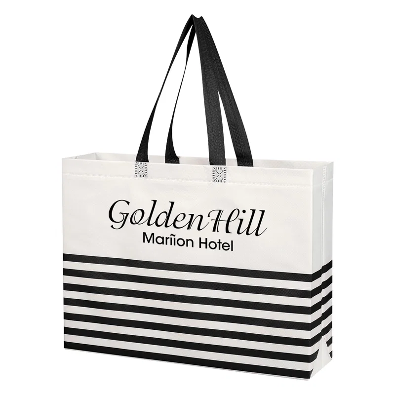 Non-Woven Horizontal Stripe Tote Bag — view 3