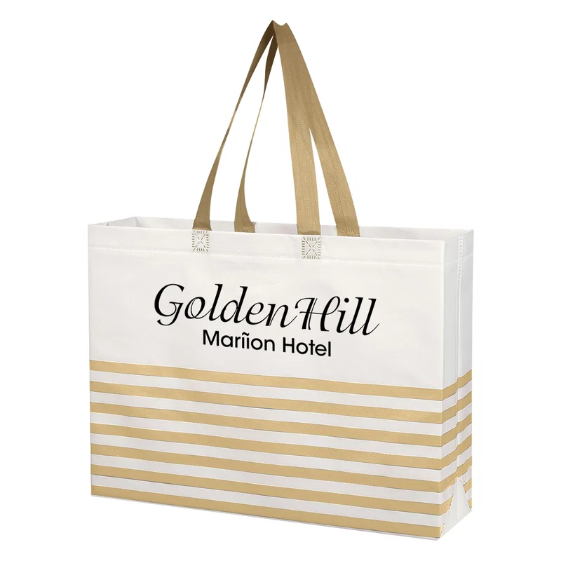 Non-Woven Horizontal Stripe Tote Bag — view 6
