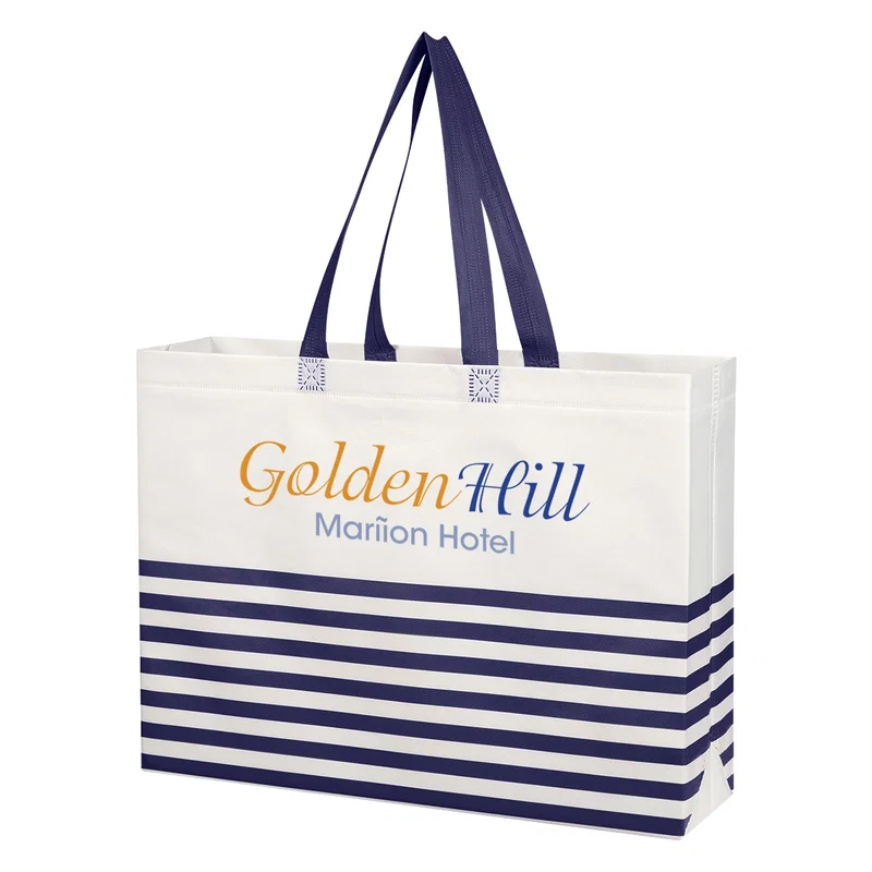 Non-Woven Horizontal Stripe Tote Bag — view 10
