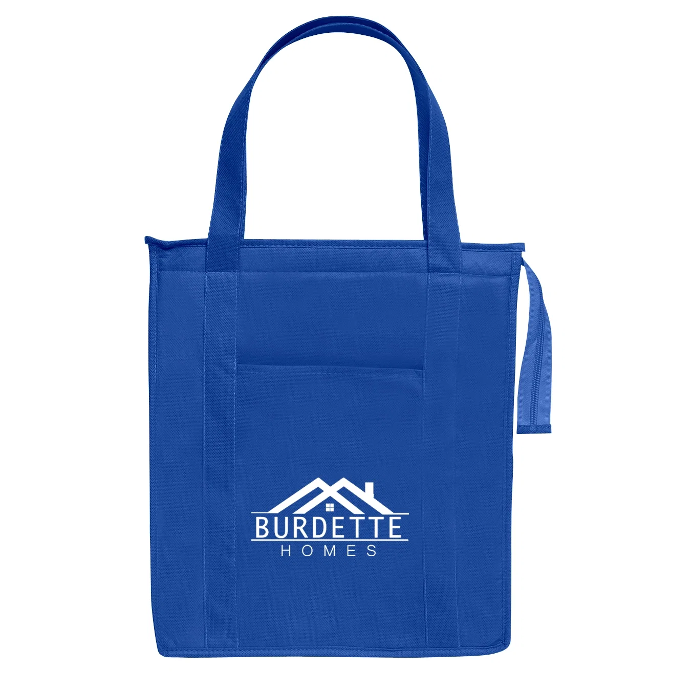 Insulated shopper tote sewn from non-woven fabric