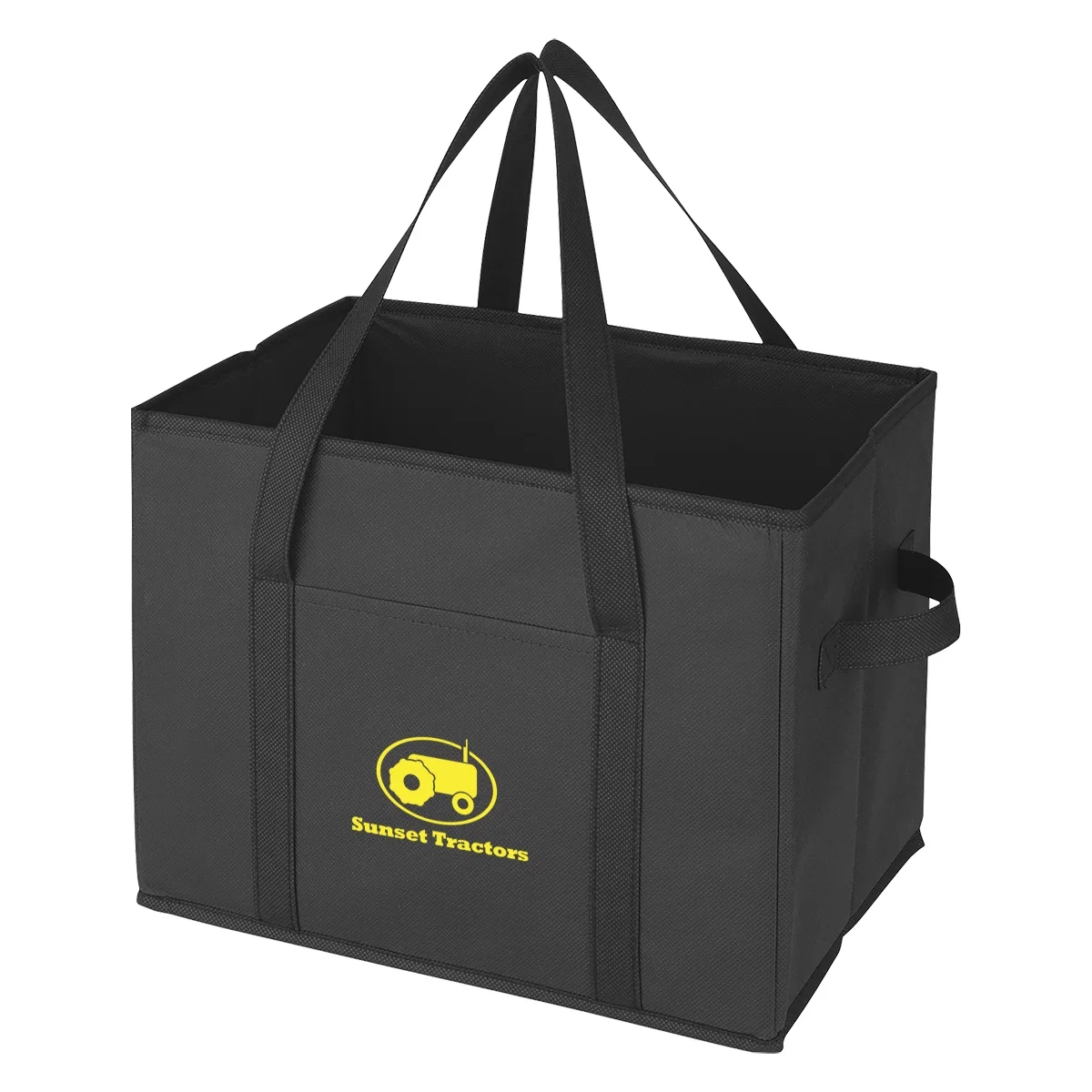 Collapsible trunk organizer standing open with divided compartments
