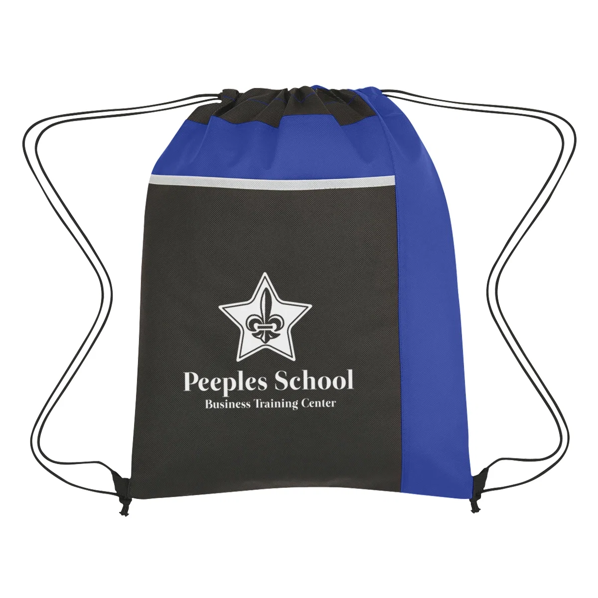 Close crop of the non-woven drawstring pack with nothing else in frame
