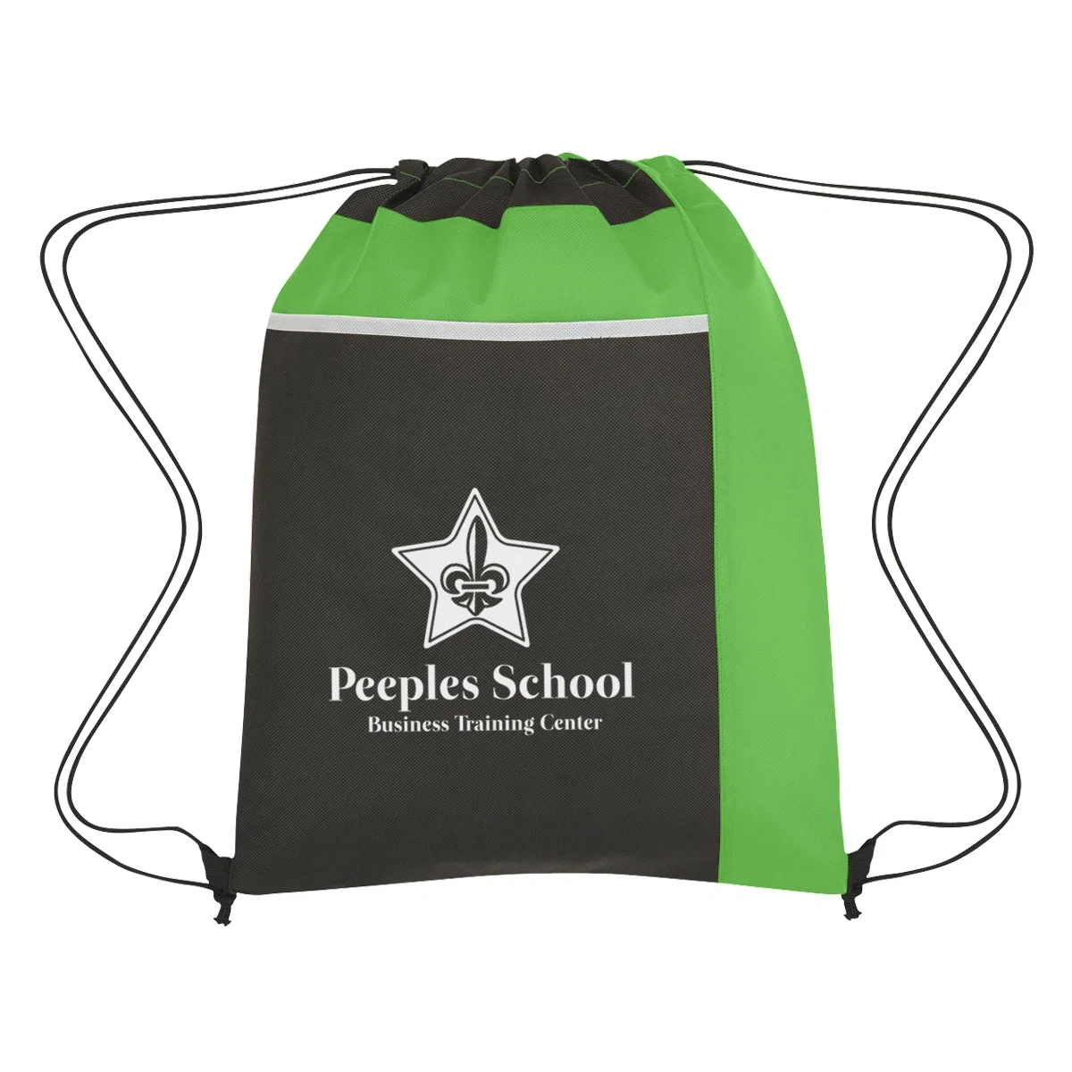 Drawstring cord displayed clearly across the recycled sports pack