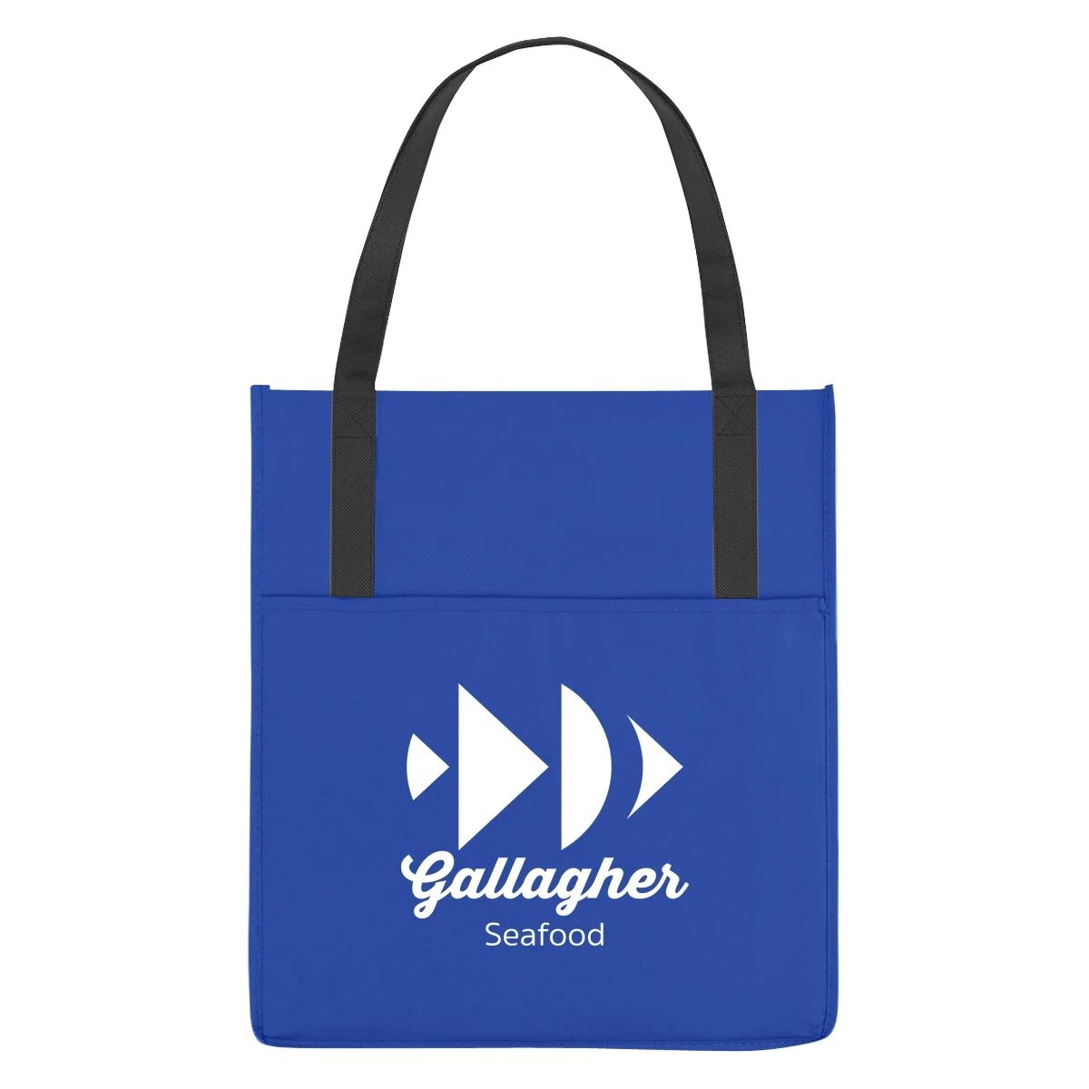 Shopping tote in non-woven fabric with an external front pocket