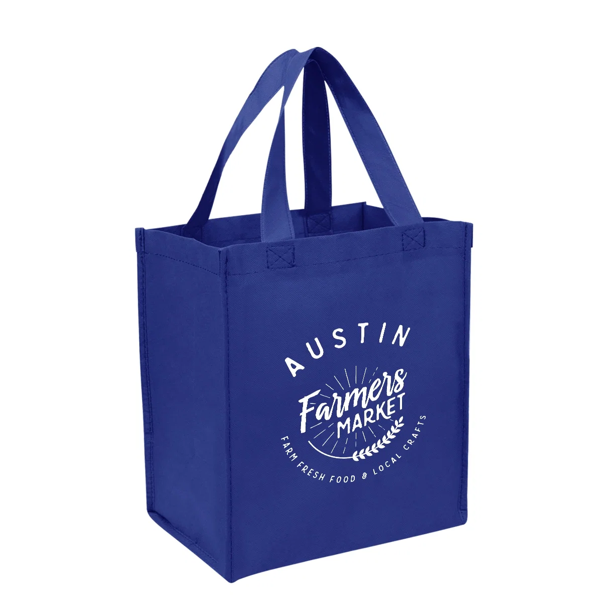 Non-woven shopping tote measuring nearly twelve inches tall