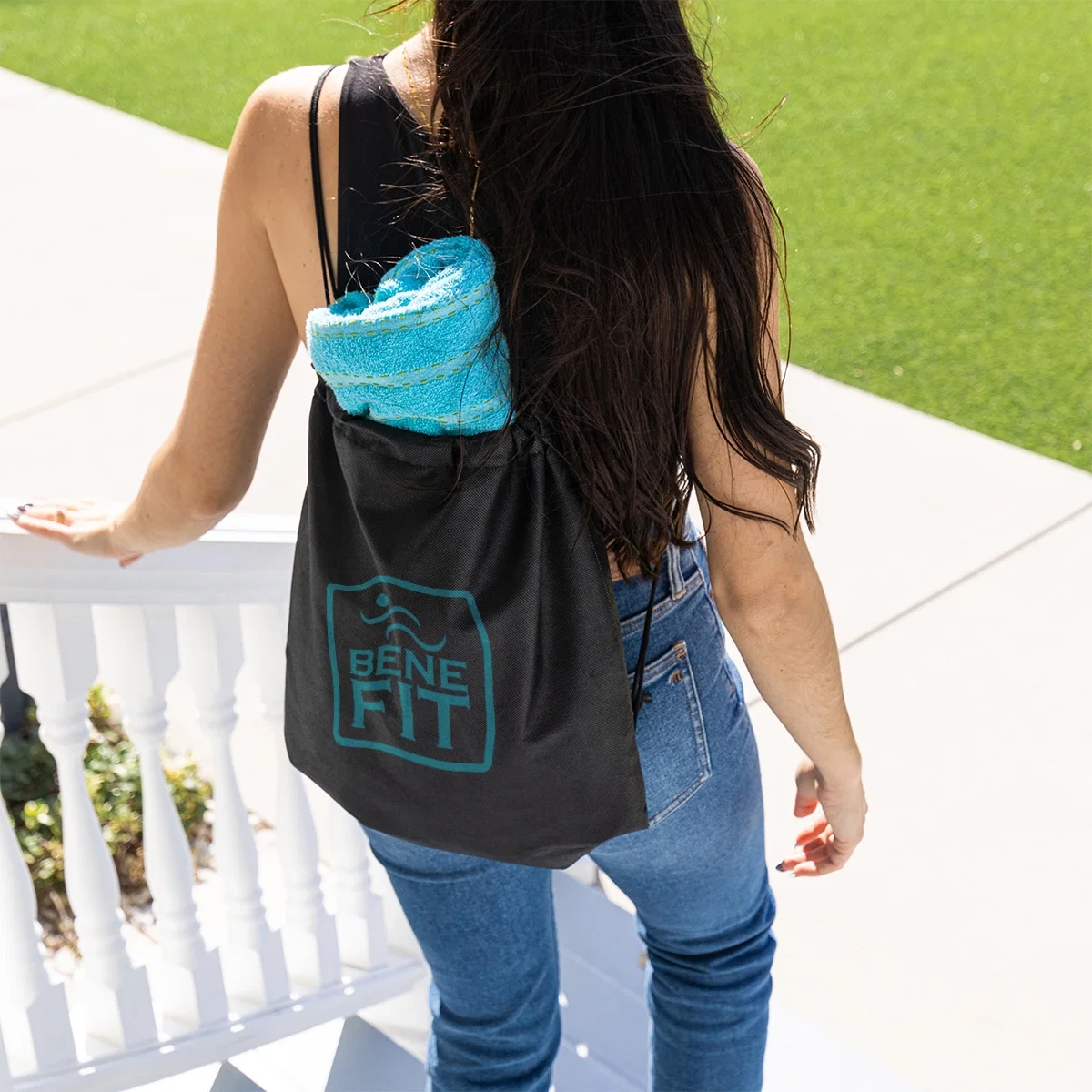 Non-Woven Sports Pack With rPET Material being worn