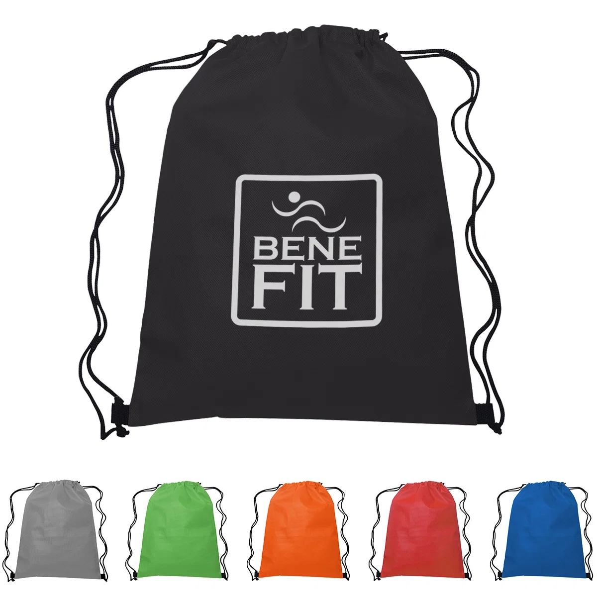 Recycled non-woven drawstring bag with corded shoulder straps
