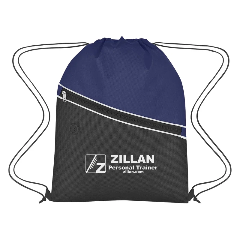 Back view of the drawstring pack lying flat