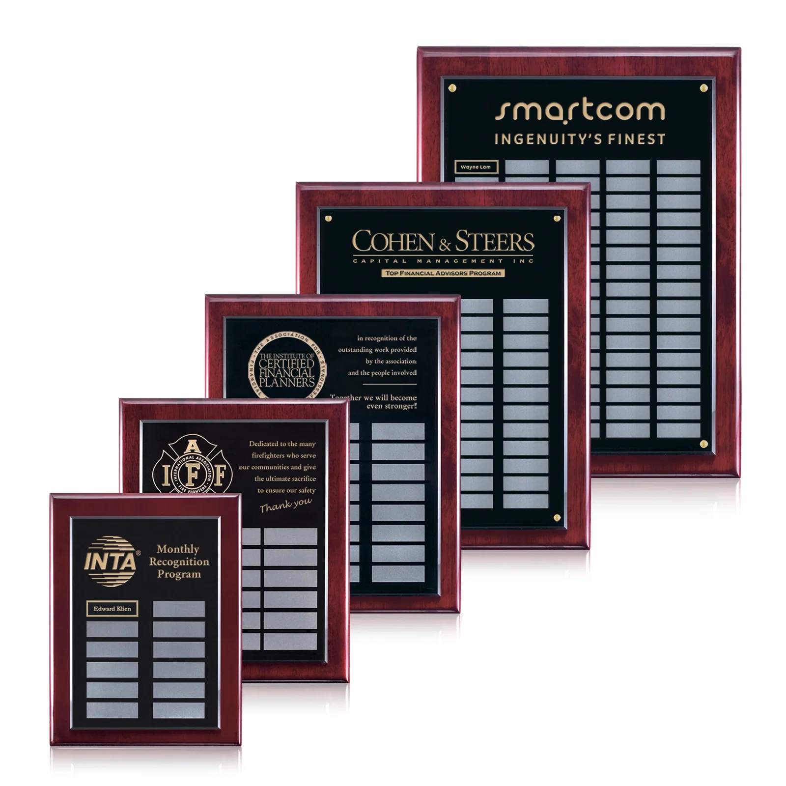 Custom Piano Finish Perpetual Plaque With Blank Unattached Plates for employee recognition