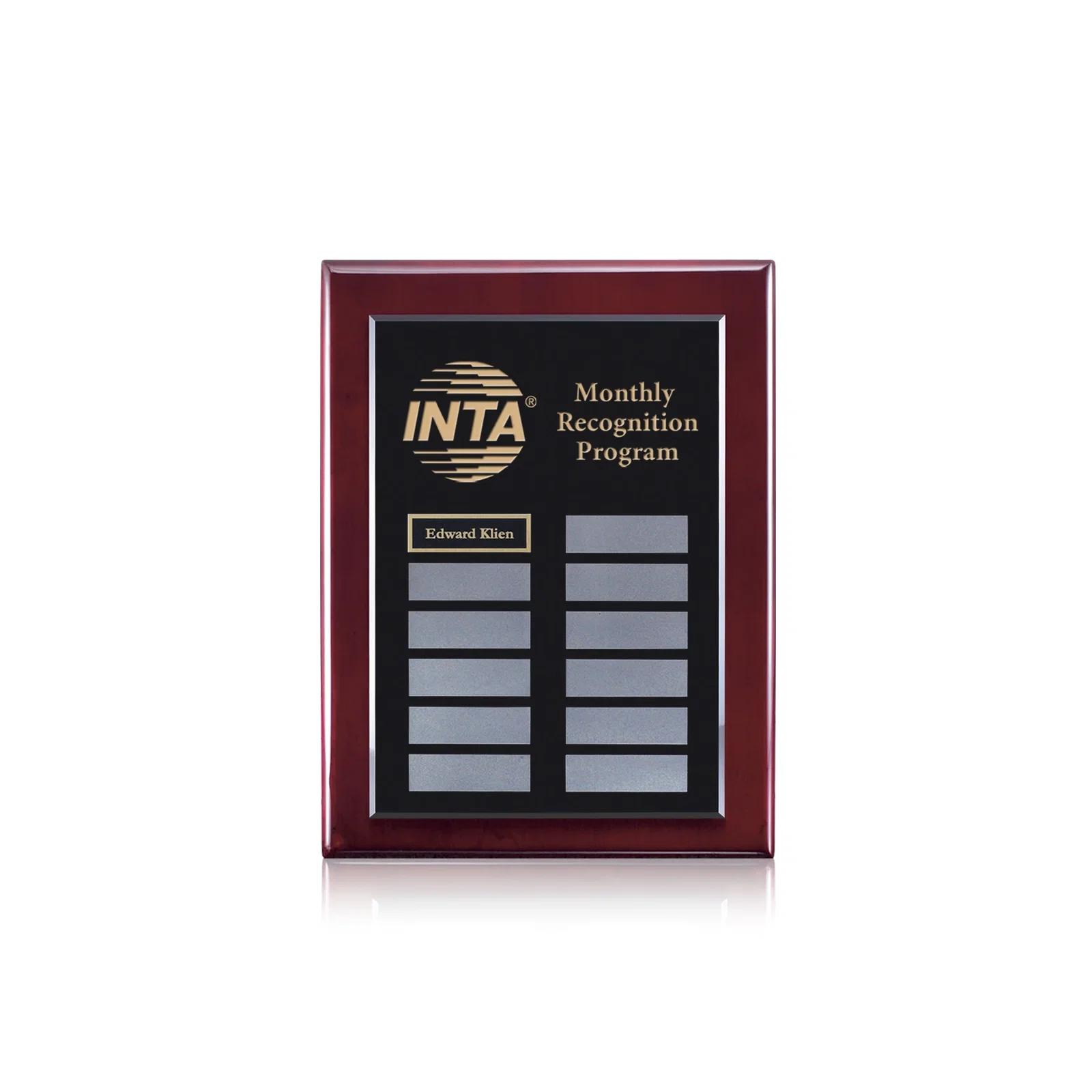 Custom Piano Finish Perpetual Plaque With Blank Unattached Plates for corporate award ceremonies
