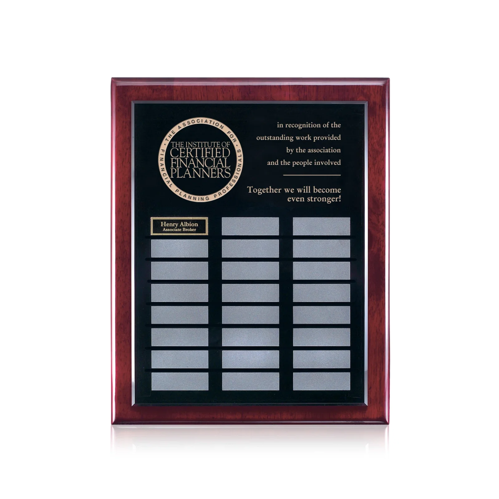 Custom Piano Finish Perpetual Plaque With Blank Unattached Plates for sales achievement awards