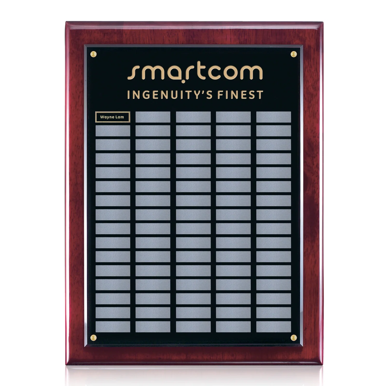 Custom Piano Finish Perpetual Plaque With Blank Unattached Plates for team milestone celebrations