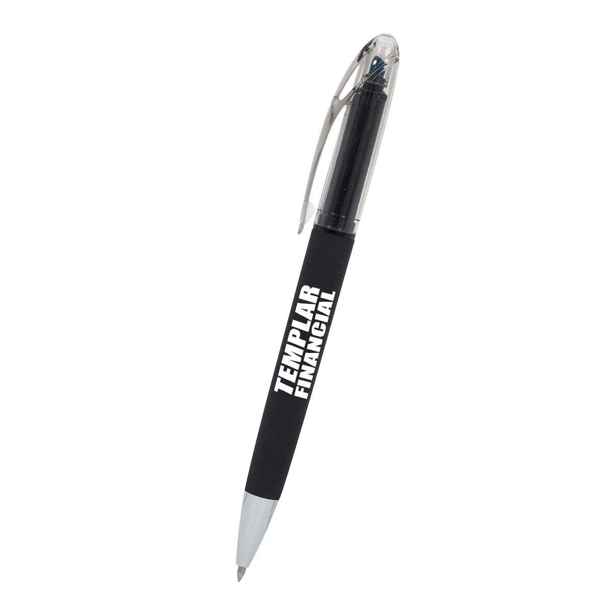 Blue highlighter end shown with the cap removed