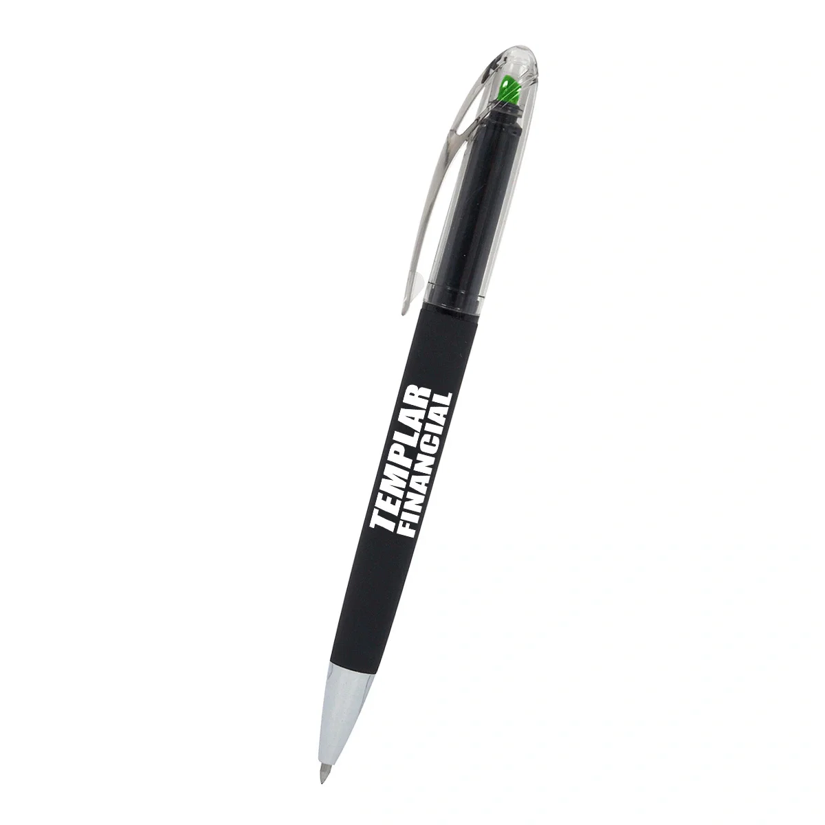 Green tip stroking a bright line across paper