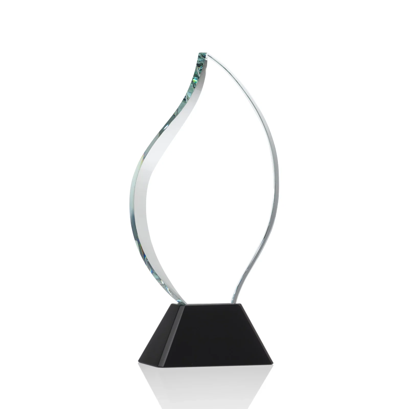 Promotional Optical Crystal Flame Award with Sweeping Bevel on Tapered Base for company anniversary events