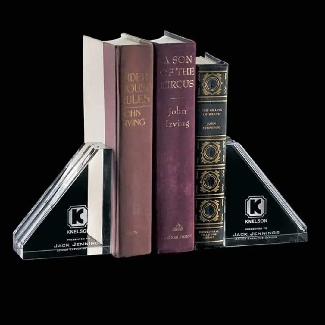Imprinted Crystal Groove Bookends — view 3