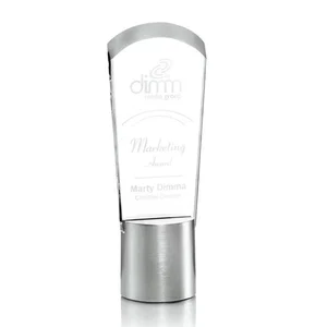 Starfire Crystal Upright Award Inset in Brushed Aluminum