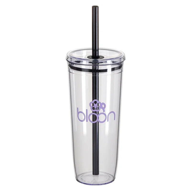 Side profile of the custom Norris 20 oz Acrylic Straw Tumbler