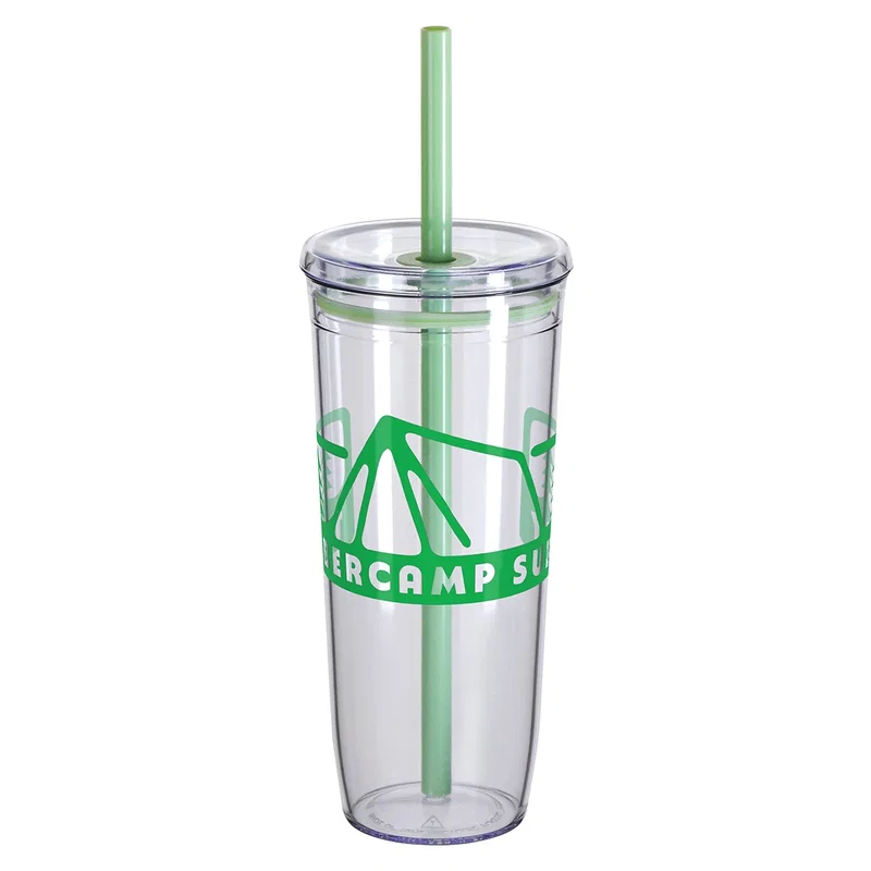 Close-up of the Norris Tumbler's straw and lid detail